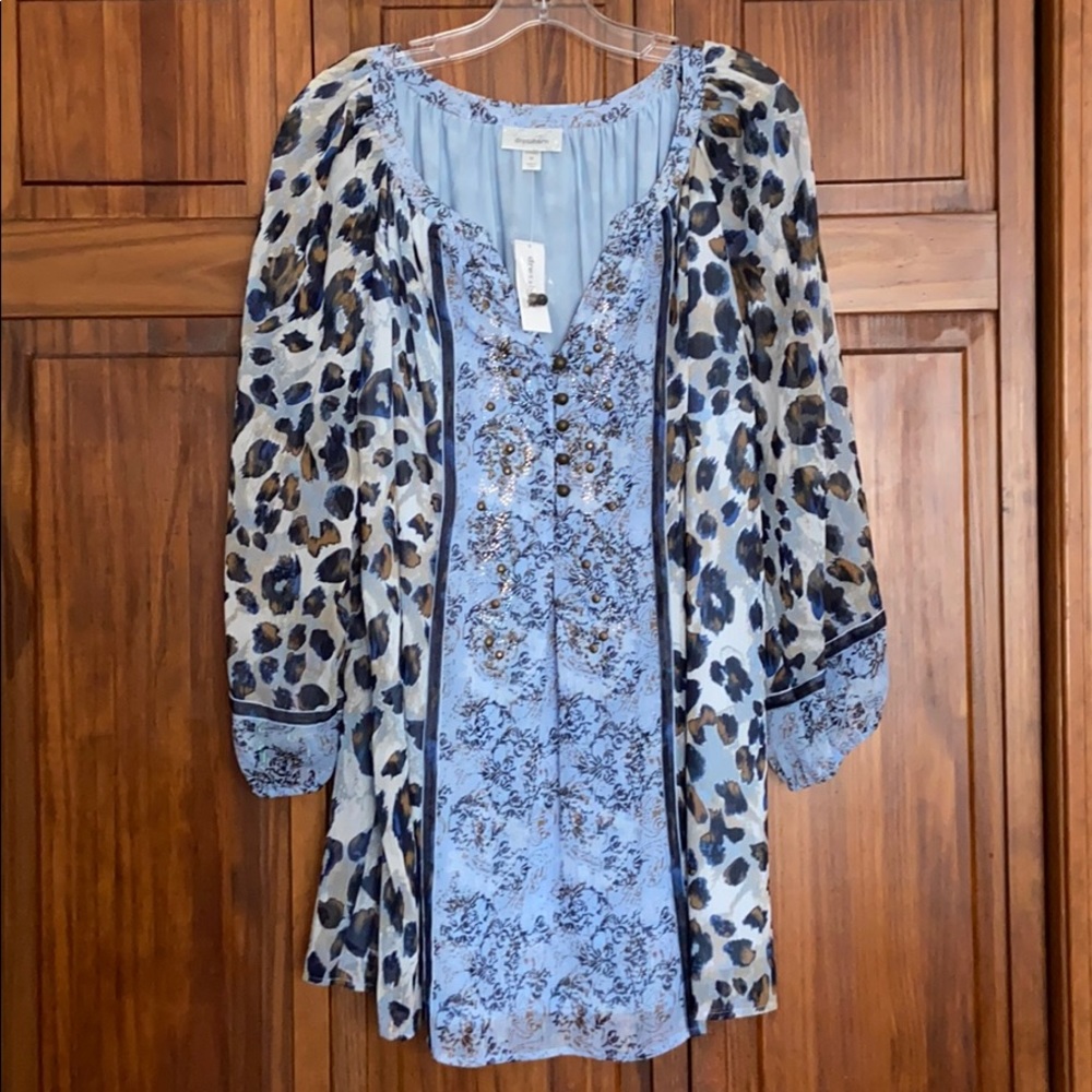 Dress Barn Multi-Patterned Blouse; cheetah floral